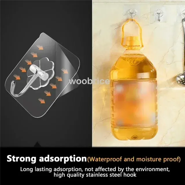 Transparent Self-Adhesive Wall Hook Organizer 4