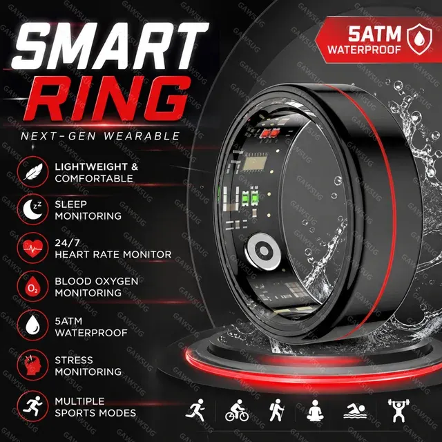 Waterproof Smart Ring Health Tracker 2