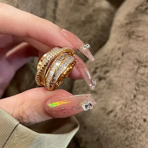 Adjustable French Elegant Ring For Women Multi-layer Retro
