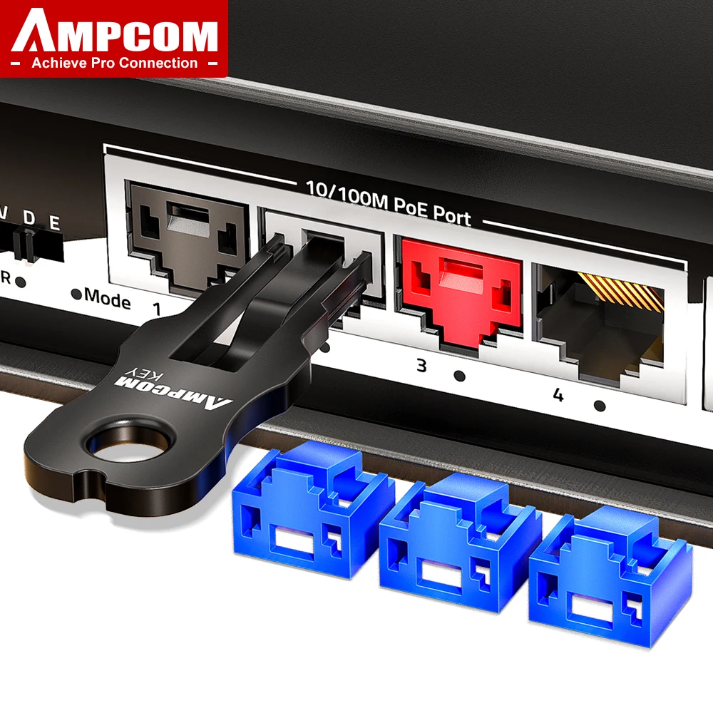 AMPCOM RJ45-Einsatzschloss mit Schlüssel Staubdichter Netzwerkstecker Physischer Anti-Datenlecksicherung
