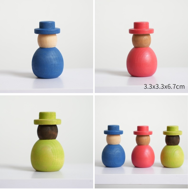 12-Piece Wooden Rainbow Peg Doll Set 2