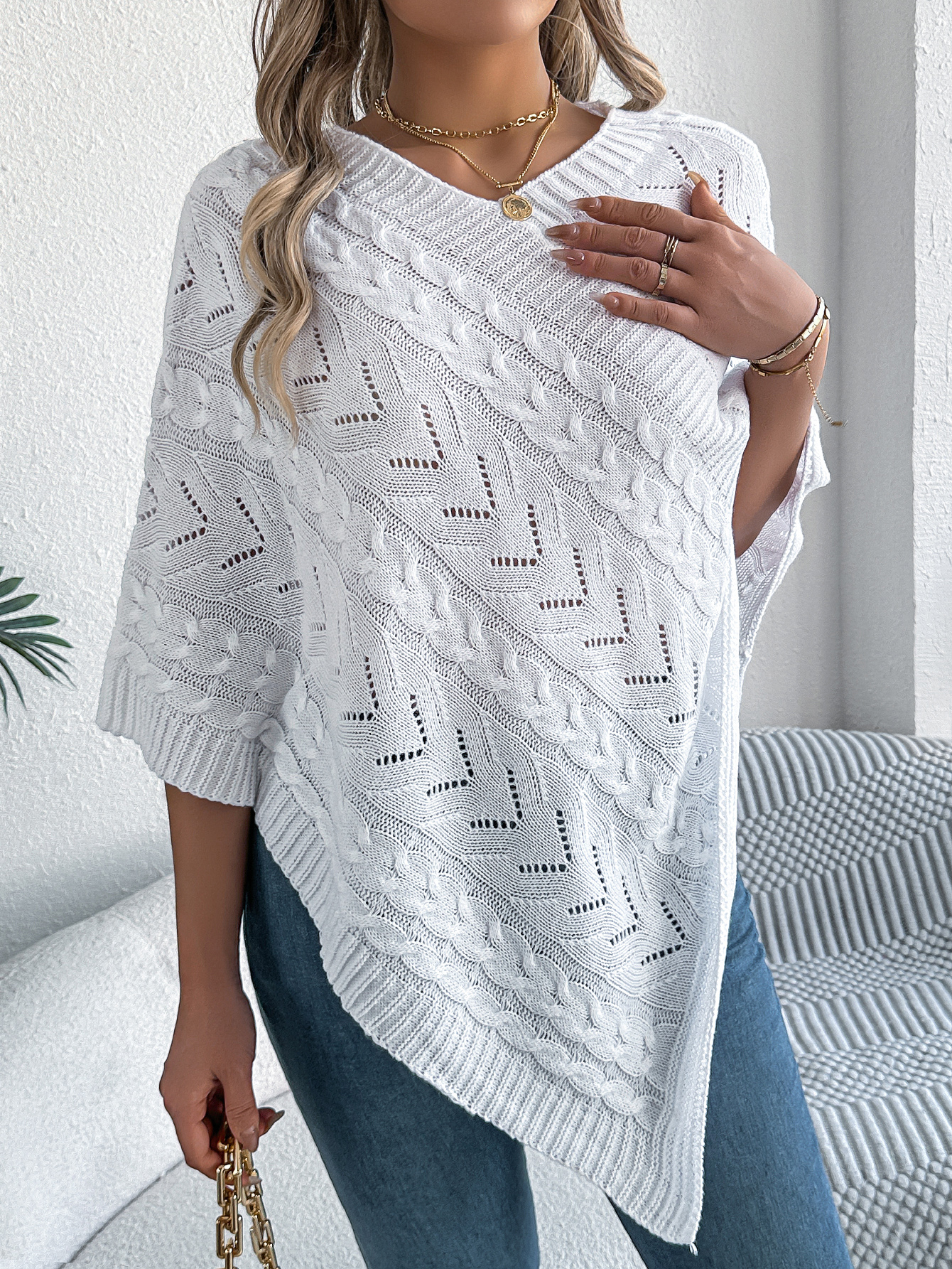 Women's Loose Solid Color Knit Pullover 2