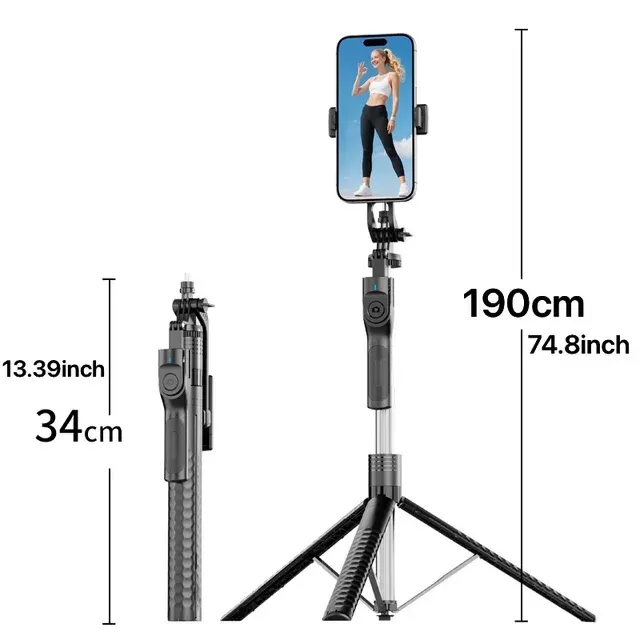 192cm Long Selfie Stick Tripod With Light Rechargeable 2