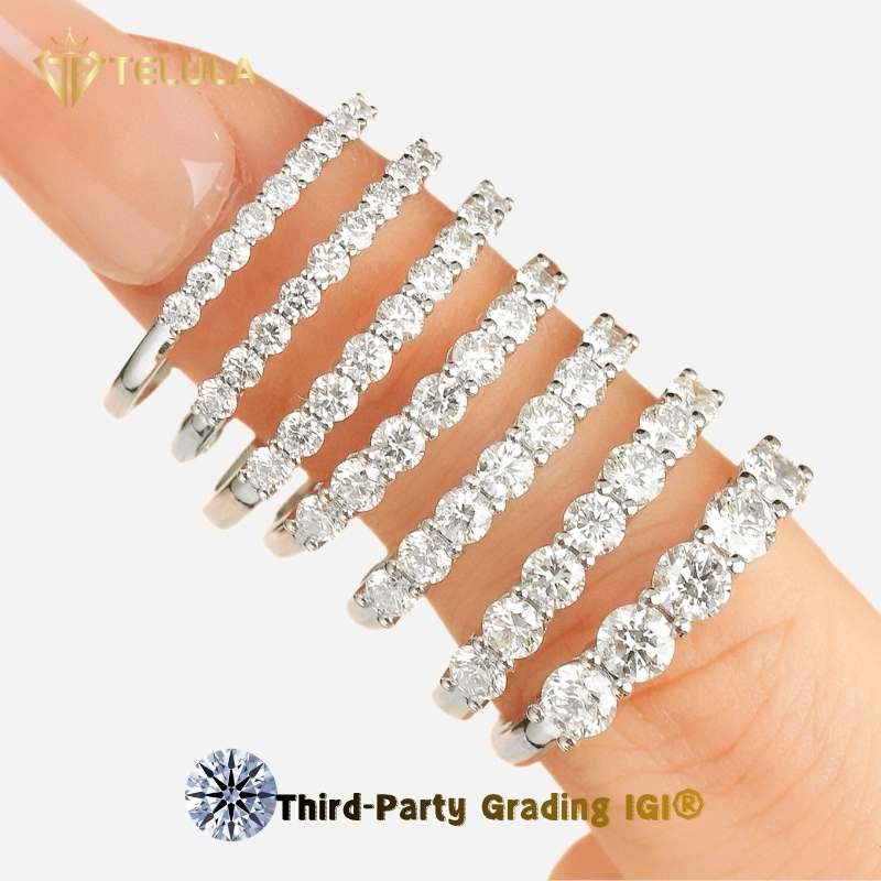 14K Gold Round Lab Diamond Eternity Ring