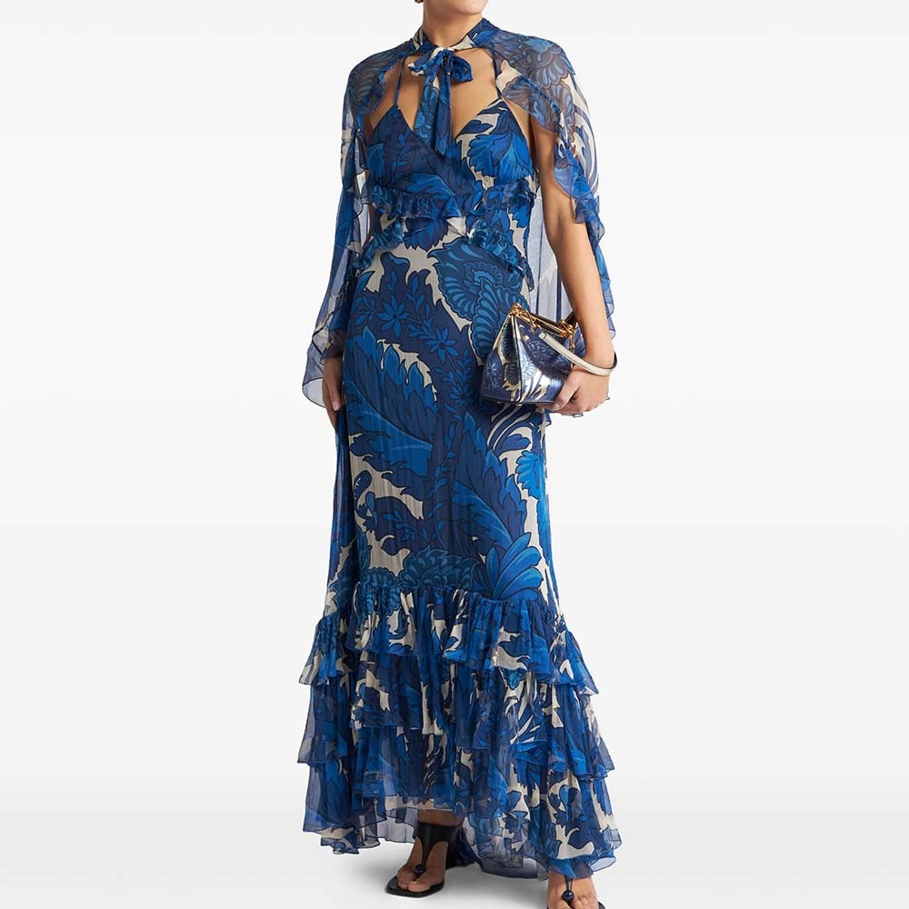 Floral Chiffon Maxi Dress with Ruffles