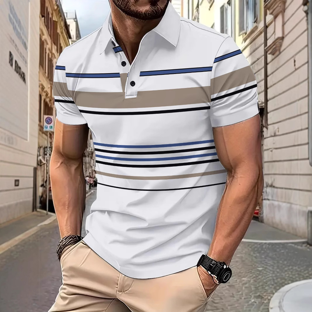 Striped Men's Summer Short Sleeve T-Shirt
