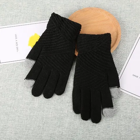 Women Gloves Winter Woolen Knitted Touch Screen Mittens