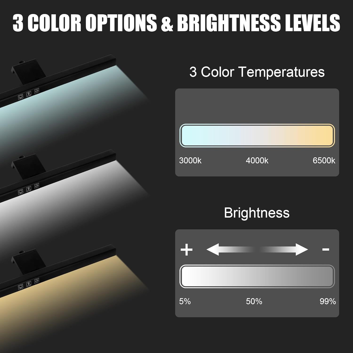 USB Touch Dimmable Desk Lamp with Light Bar 3