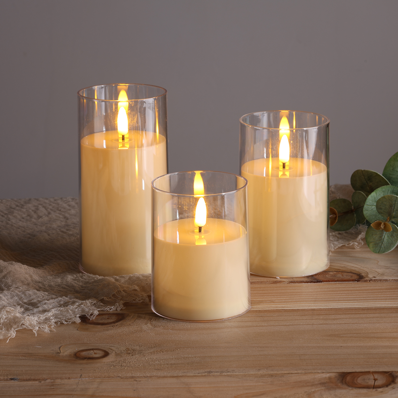 Matti's Plastic Ivory LED Pillar Candles Wedding Remote