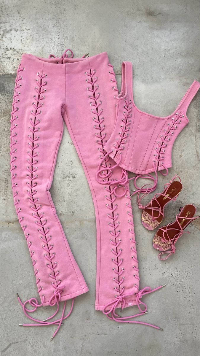 Sexy Women's Lace-Up Crop Top Set 4