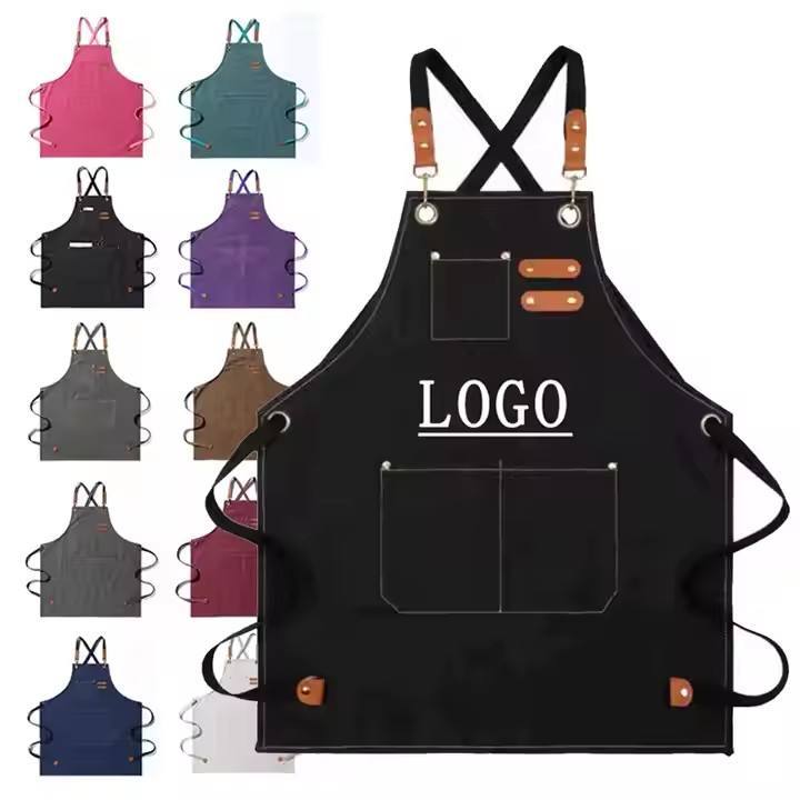Leather Canvas Cross-Back Chef Apron
