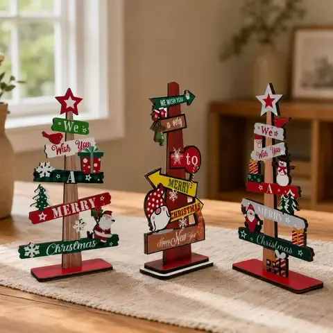 Wooden Christmas Table Decor