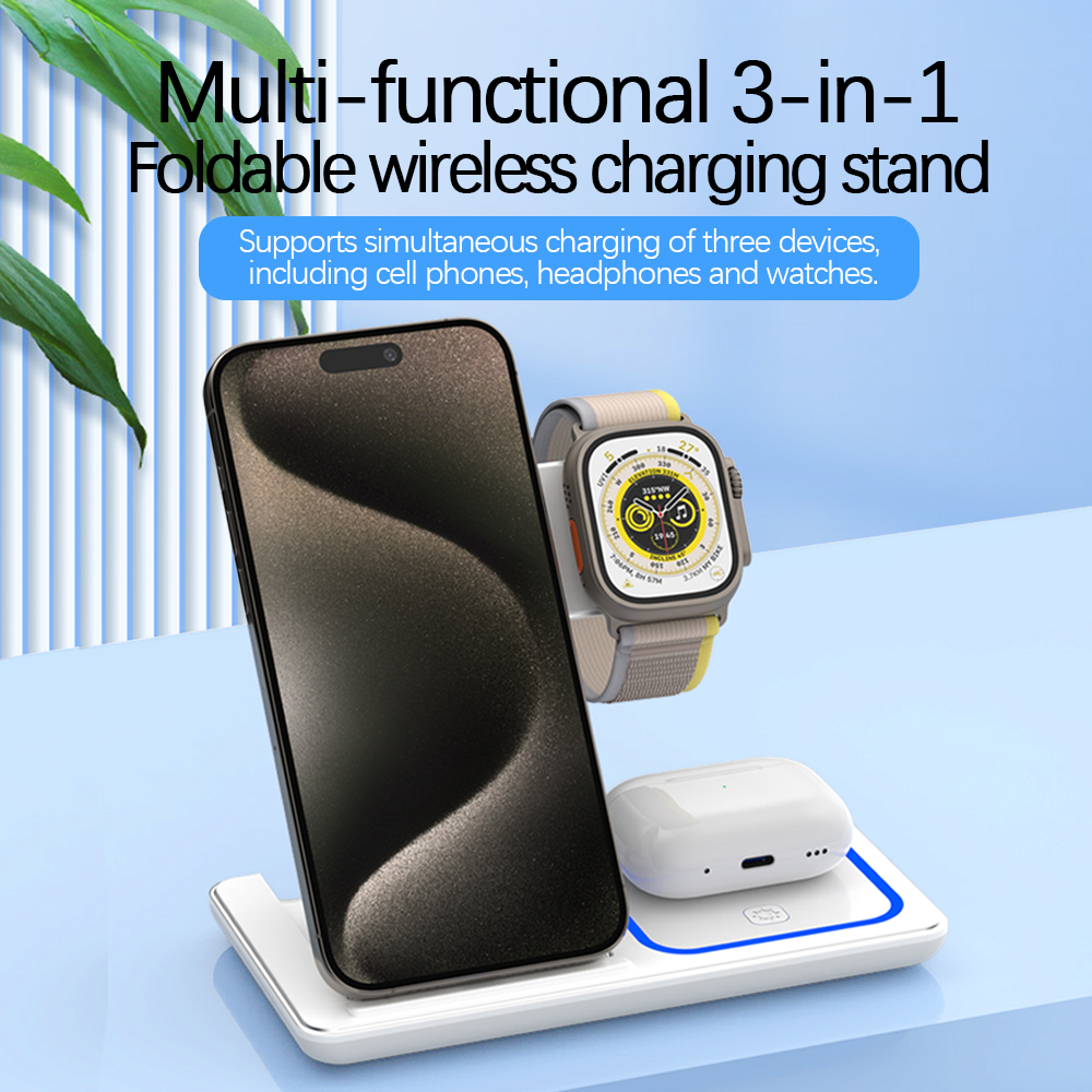 Foldable 3-in-1 Wireless Charging Stand 15W 2