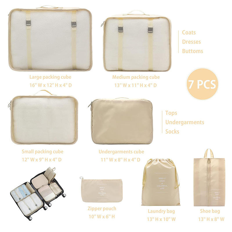 7-Piece Packing Cubes Set with Laundry Pouch 3