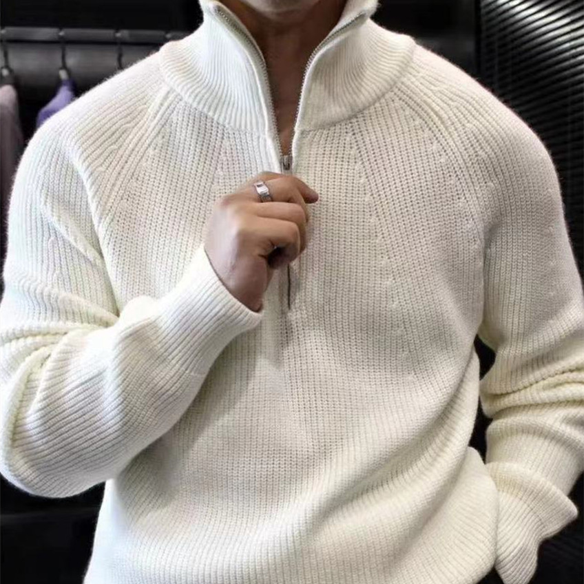 Men's Half Zipped Stand Collar Pullover Fleece Sweater 4
