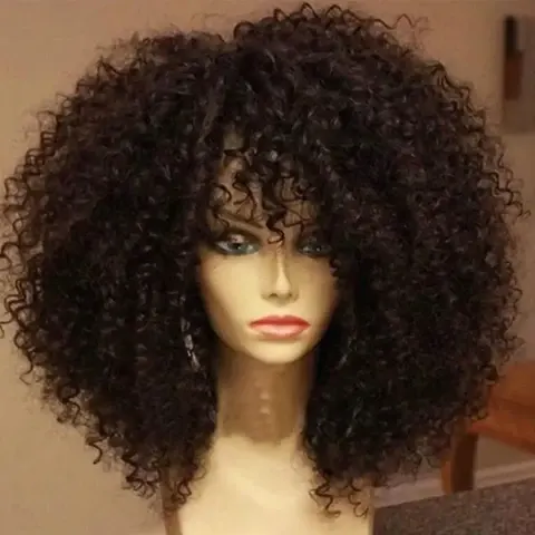 16-Zoll-Afro-Perücke mit Verworrenem Lockigem Haar und Pony Weiche