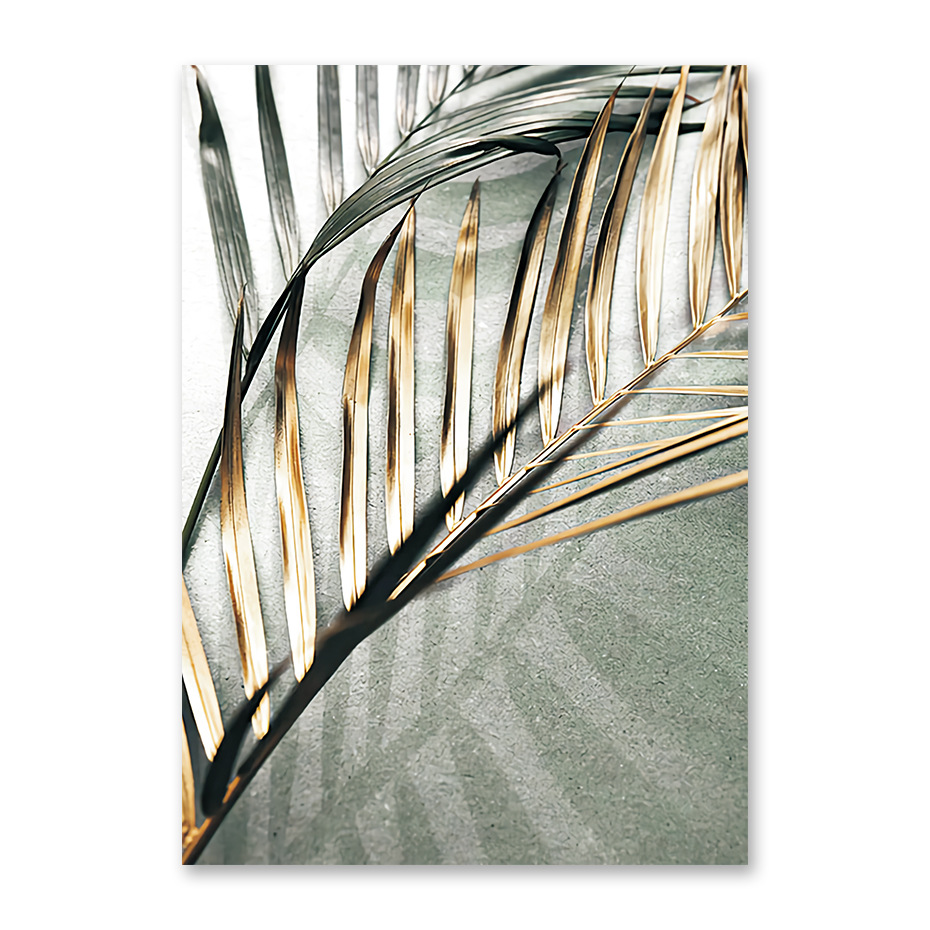 Modern Simple Tropical Green And Gold Palm Leaf
