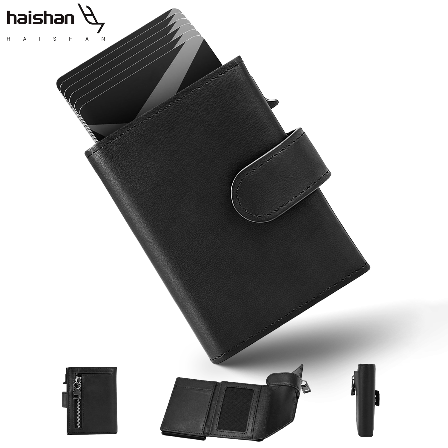 RFID Blocking Genuine Leather Short Wallet for Men