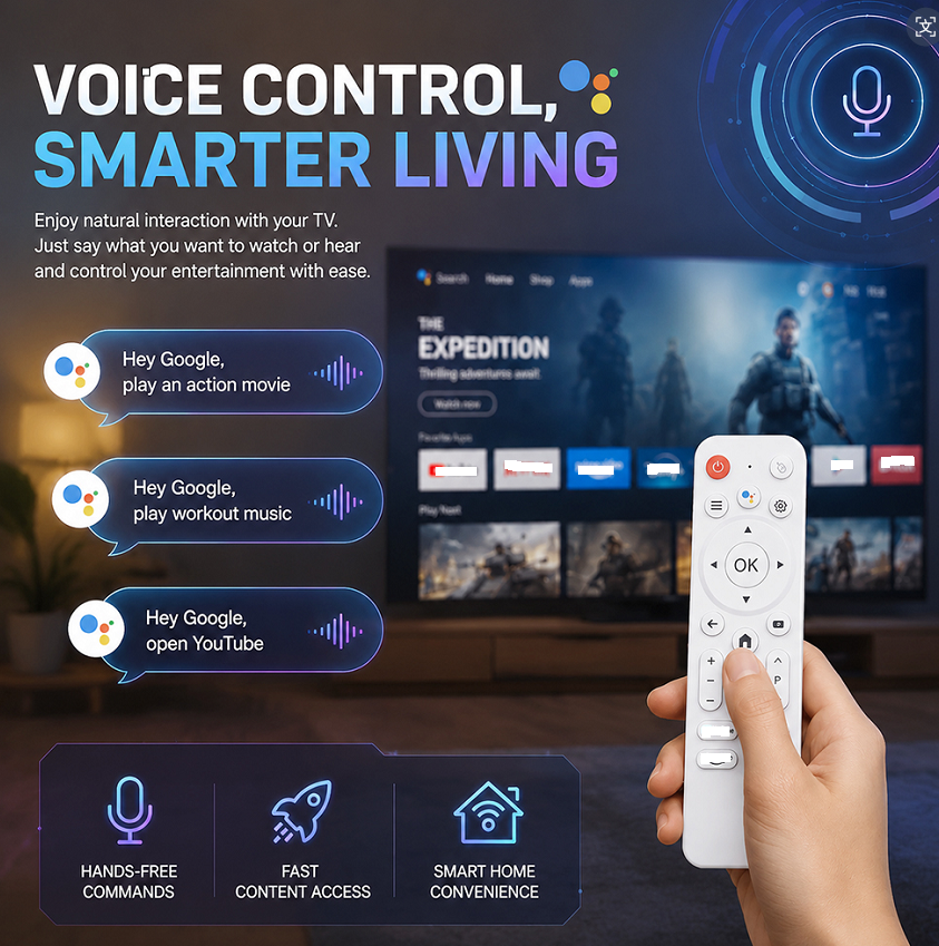 4K Android 14 Smart TV Box with Voice Remote 4