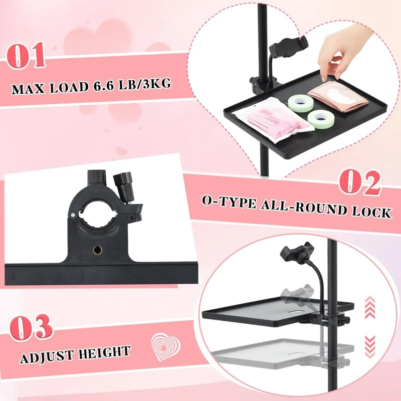 Verstellbarer Wimpernschalenhalter für Ringlicht – Aufsteckbarer Organizer-Ständer mit 4