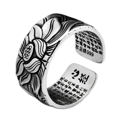 Silver-Plated Lotus Ring