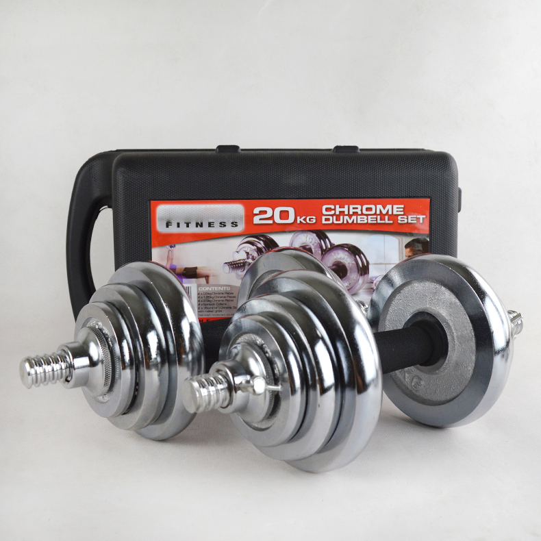 Adjustable 20kg Chrome Dumbbell Set 2
