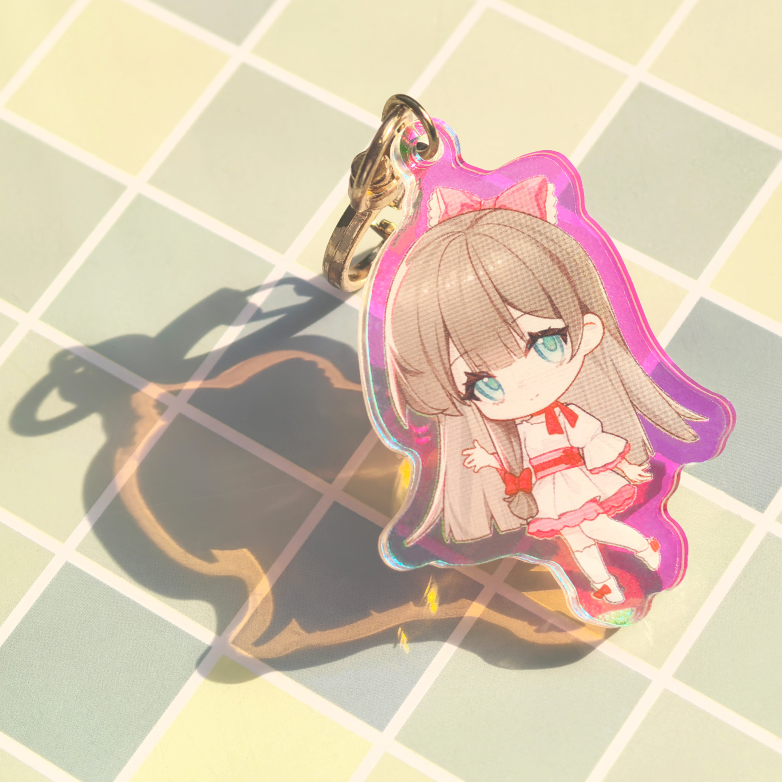 Double-Sided Rainbow Epoxy Acrylic Keychain 3