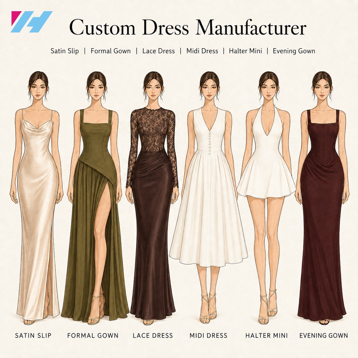 Satin Slip Lace Evening Dress for Women