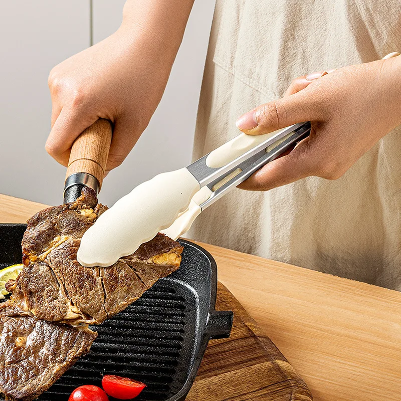 9-Zoll-Silikon-Lebensmittelzange Küchen Grill Edelstahl Lebensmittel Qualität Silikons Pitze 4