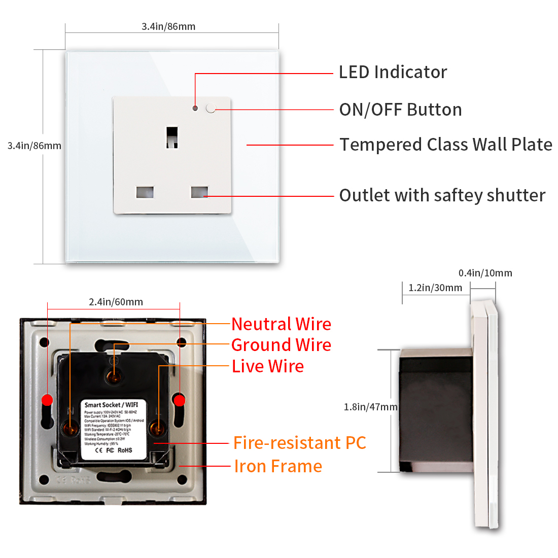 16A WLAN Steckdose UK/EU mit Schalter 2