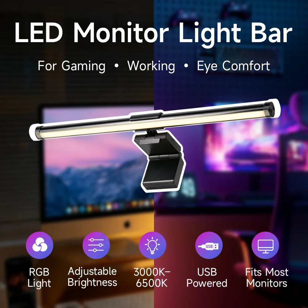 LED-Monitor-Lichtleiste CCT Touch-Dimmbar Computer-Bildschirmbeleuchtung RGB Ambiente-Hintergrundbeleuchtung PC Laptop 2