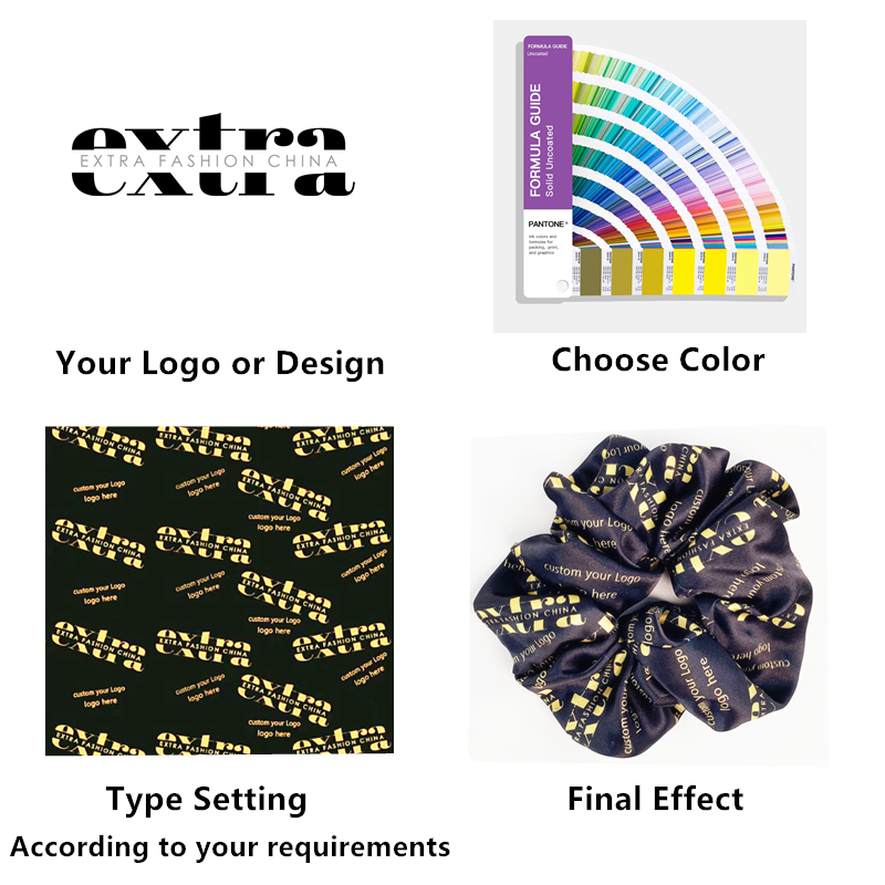 Printed Satin Scrunchies Elastic Hair Ties 3
