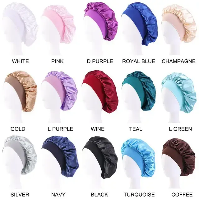 Satin Sleep Bonnet with Elastic Band 3