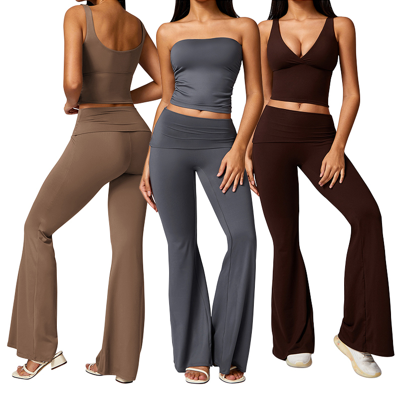 Ribbed High Waisted Bootcut Workout Leggings