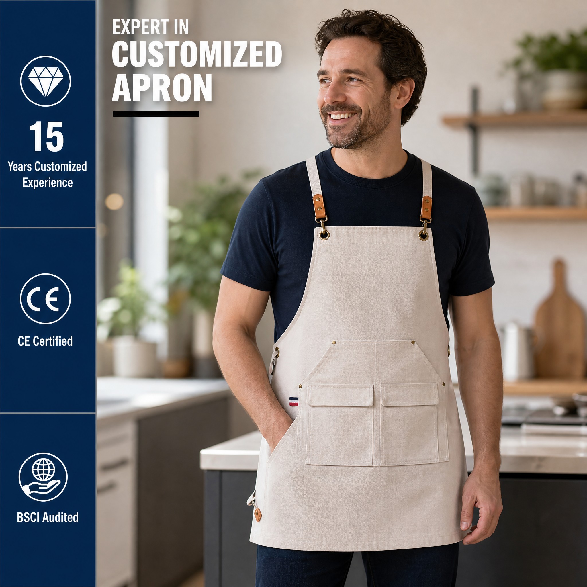 Sleeveless Washable Canvas Kitchen Apron