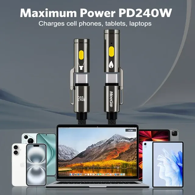 240W USB-C Charging Cable with Flashlight 2