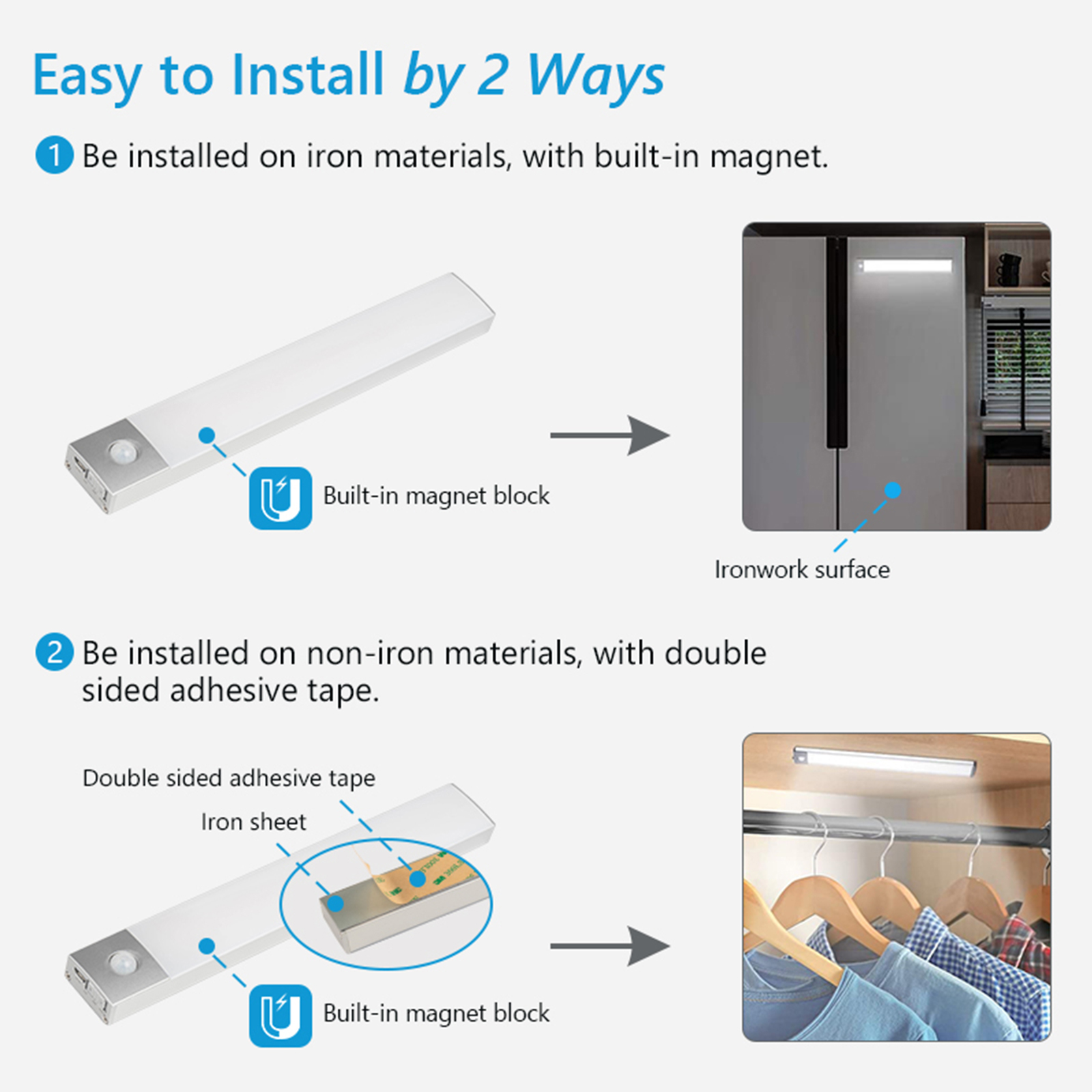 Aluminum USB Rechargeable Motion Sensor Battery Operated Pir 3