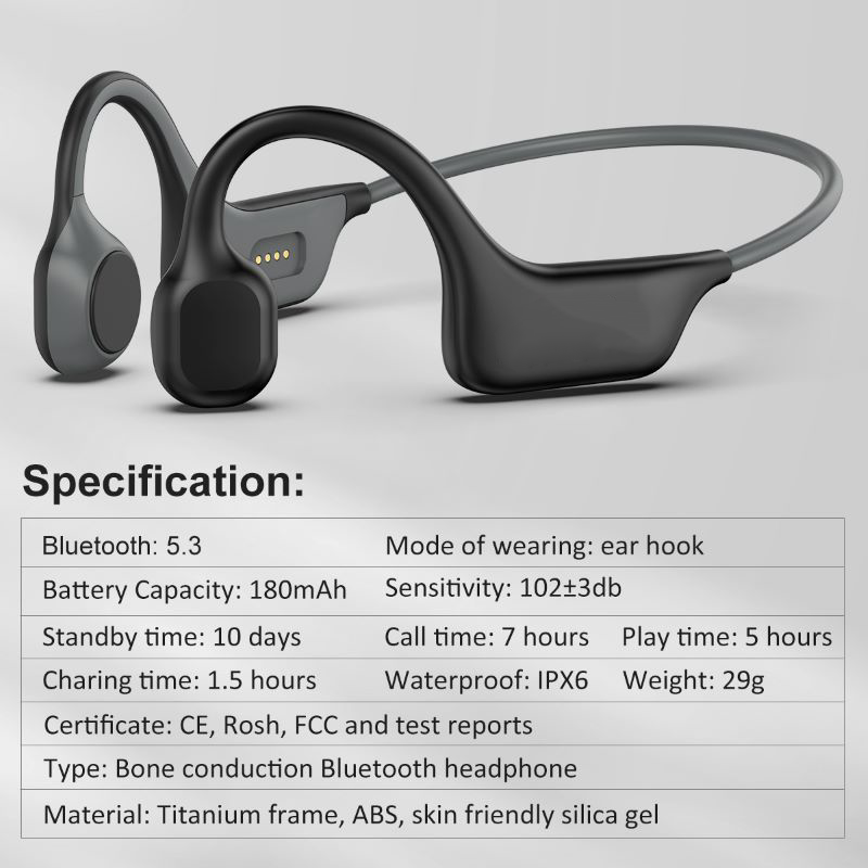 Bone Conduction Open-Ear TWS Wireless Headset IPX6 Waterproof