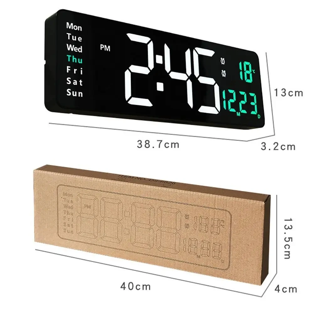 Große Digitale Wanduhr Fernbedienung Temperatur Datum Woche Anzeige 4