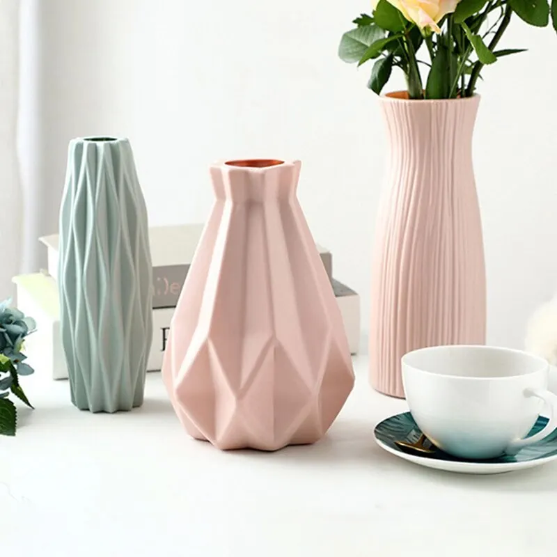 1pc Moderne Blumenvase Weiß Rosa Blau Plastik Korb