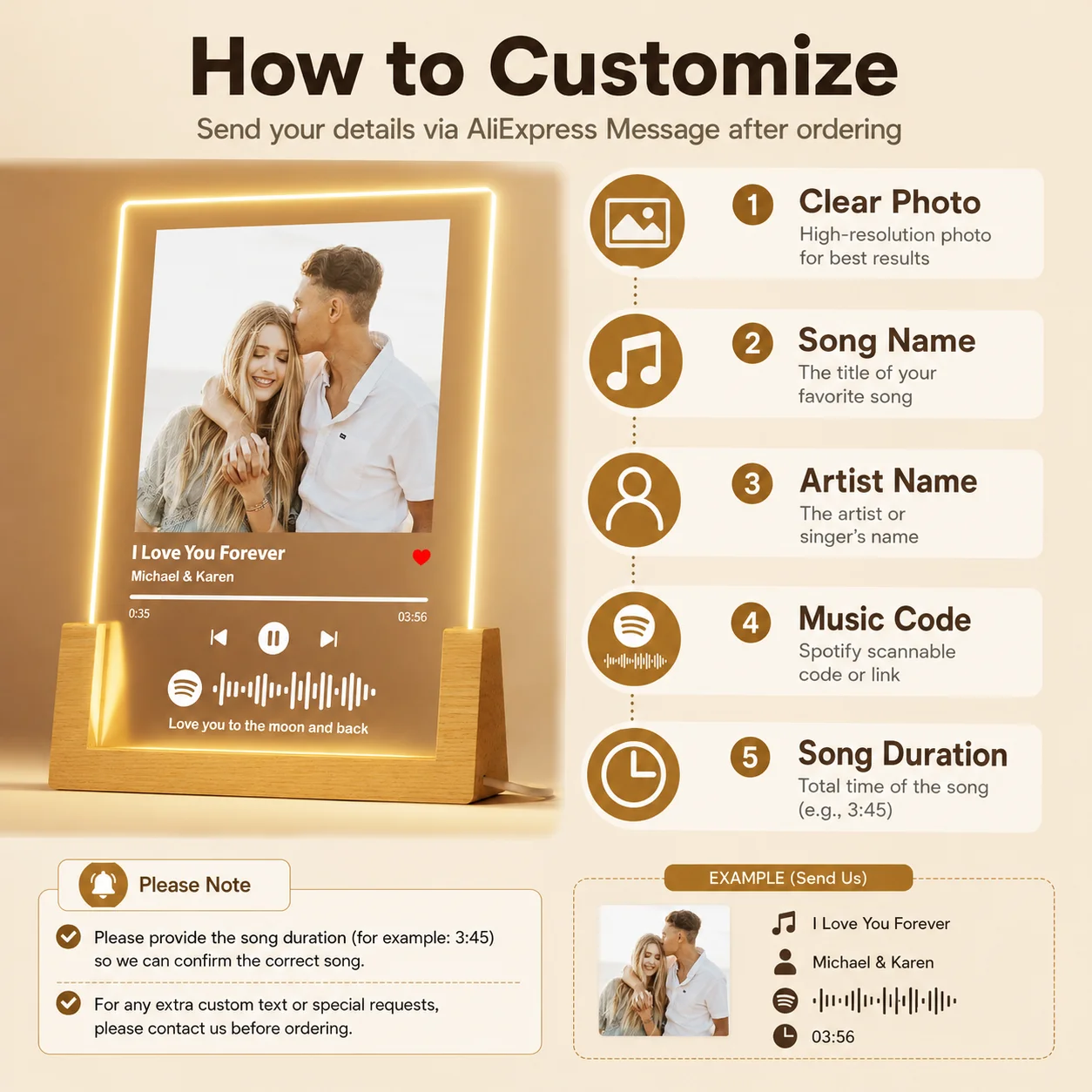 Personalisierte Spotify-Musikplakette als Geschenk zum Jahrestag Personalisierter Acryl-Fotorahmen 2