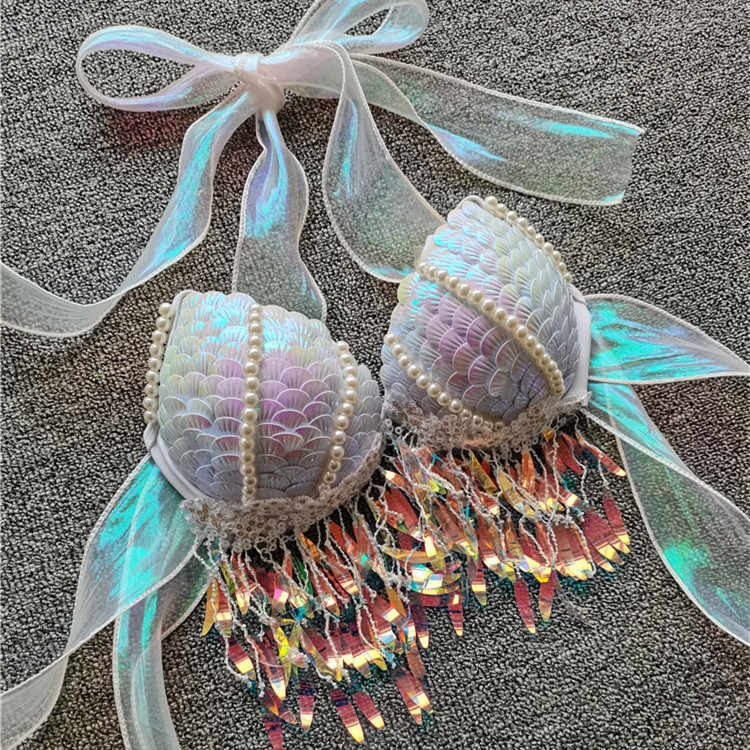 Mermaid Sequins Shell Bikini Bra