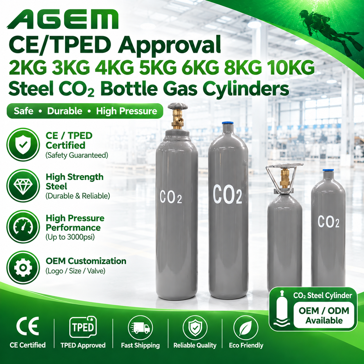 CE TPED Approval 2KG 3KG 4KG 5KG 6KG