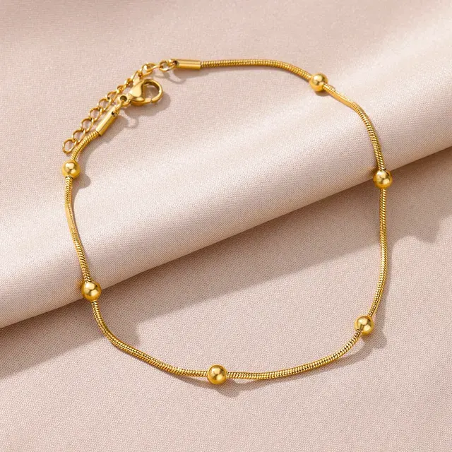 Vintage Stainless Steel Pearl Ankle Chain 1