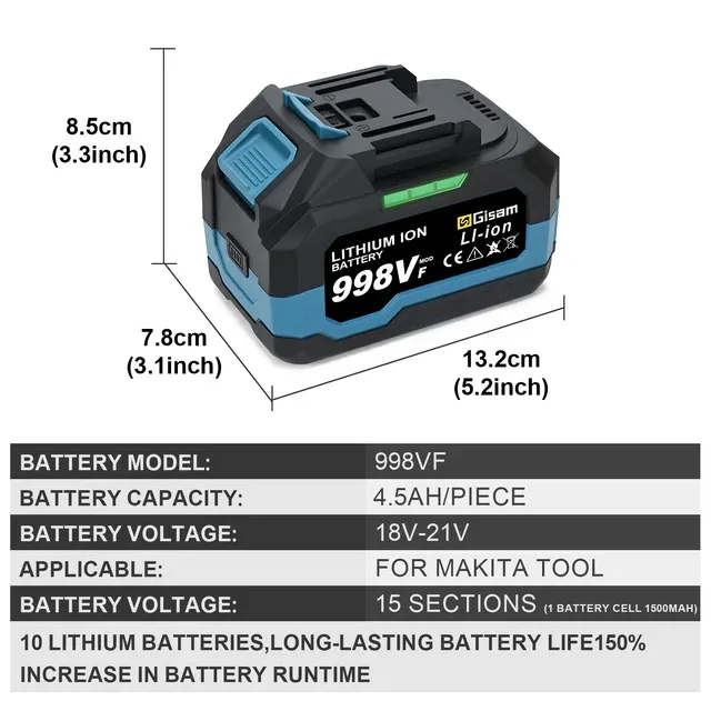 Lithium-Ionen-Akku 4,5Ah für Makita 18V 3