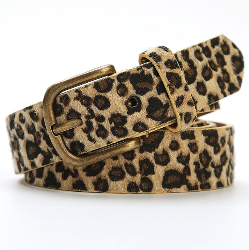 Fashion PU Women Leopard Print Vegan Leather Belt