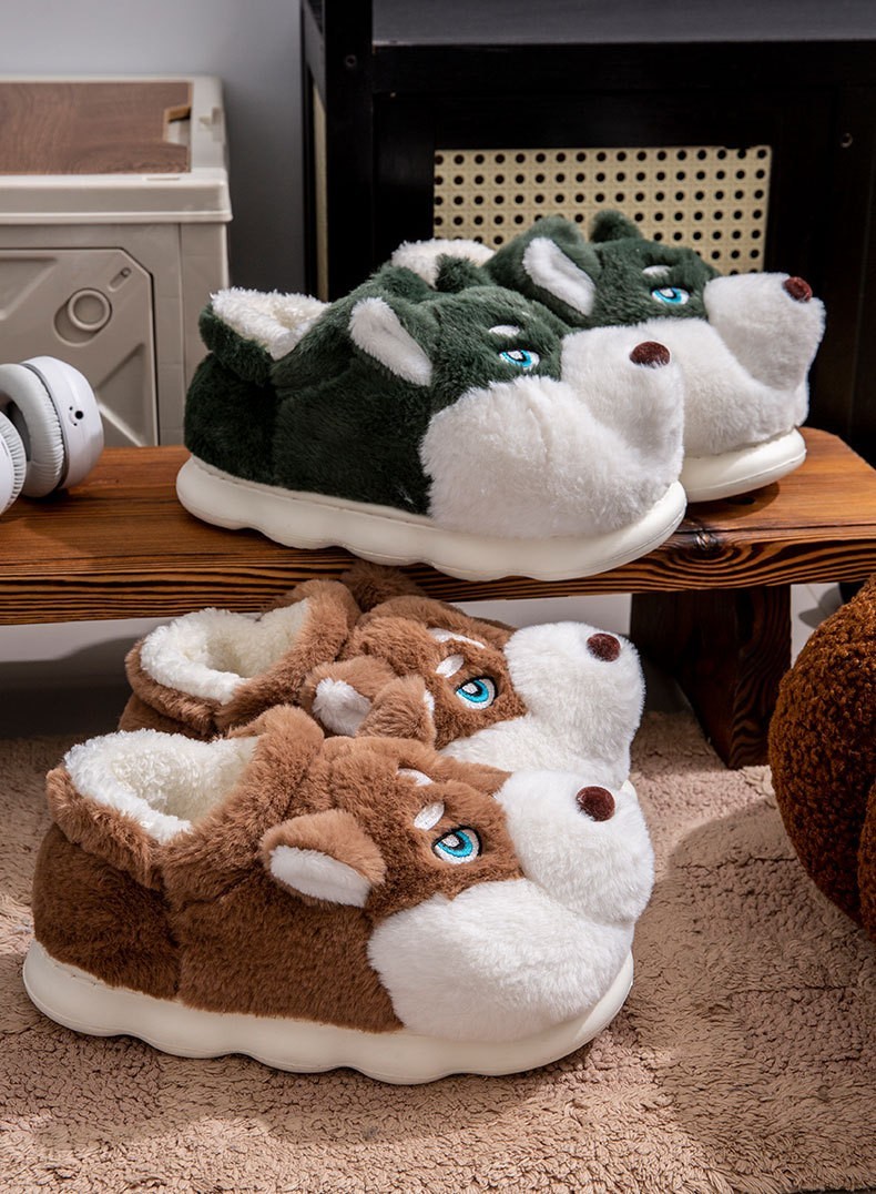 Warm Plush Siberian Husky Slides Sandals Platform Cloud 2