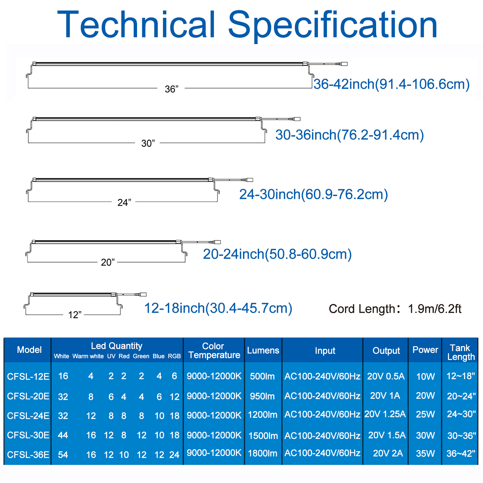 24 7 Mode Full Spectrum RGB LED Aquarium 4