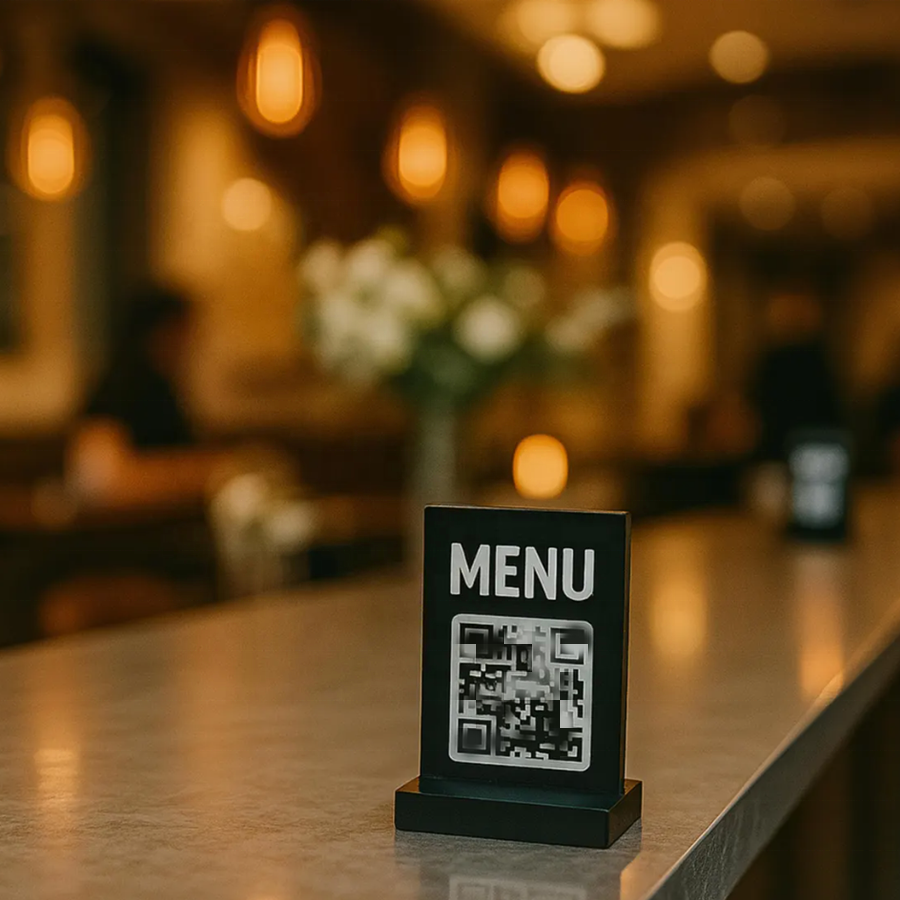 Black Acrylic QR Code Holder for Restaurants 4