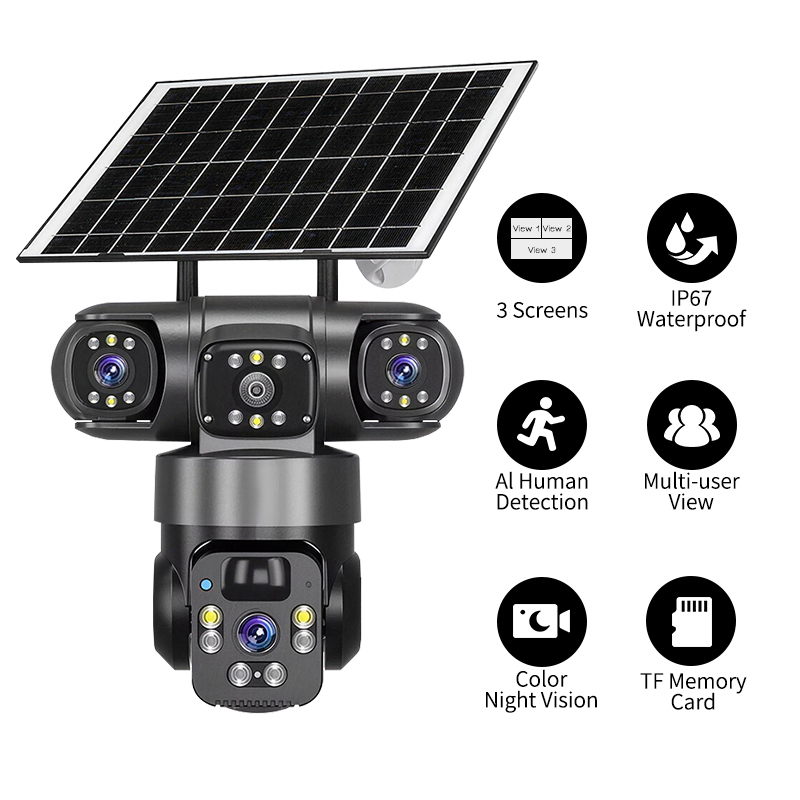 Solar-Akkukamera 4G mit Dreifachlinse
